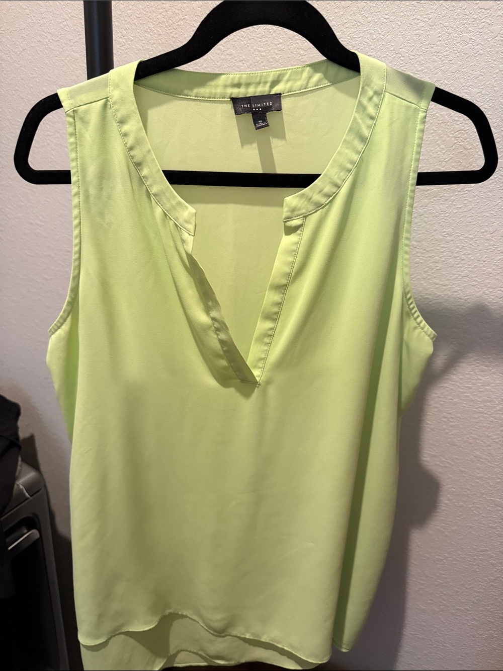 The Limited Neon Lime Sleeveless V-Neck Blouse